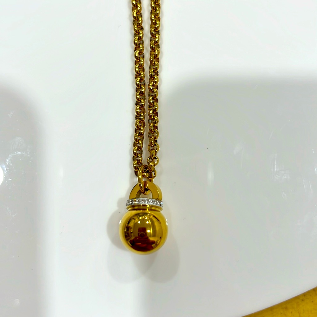 Callas Gold Plated Necklace With Drop Encircled Rhinestones Brand New